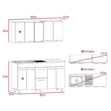 Cocina Integral Nasser, Nogal y Blanco, Incluye Mesón 150 Izquierdo