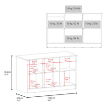 Barra de Cocina Samara, Azul y Fresno Kronos, con Dos Puertas y Entrepaños
