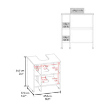 Mueble para Lavamanos Omahi, Fresno Europeo y Blanco Duqueza, con Variedad de Entrepaños