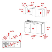 Cocina Integral Mound, Café Claro y Wengue, Incluye Mesón Derecho en Acero ZF