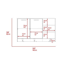 Barra de Cocina Lugano, Blanco Nevado y Nogal, con Dos Puertas Abatibles  ZF