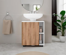 Mueble Para Lavamanos Pascuale, Blanco Duqueza y Fresno Europeo, No incluye Lavamanos ZF