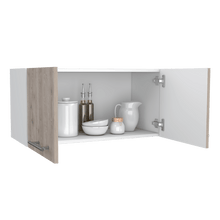 Mueble Sobre Campana Shope, Humo y Blanco, con Dos Puertas