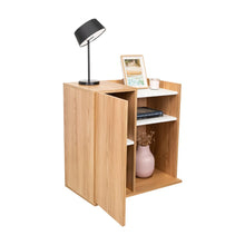 Mesa de Noche Cairo, Fresno Europeo y Blancco Duqueza, con una puerta lateral