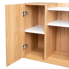 Mesa de Noche Cairo, Fresno Europeo y Blancco Duqueza, con una puerta lateral