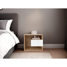 Mesa de Noche Budi, Fresno Europeo y Blancco Duqueza