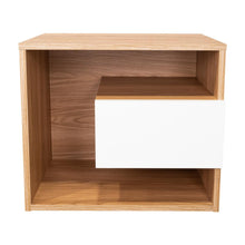 Mesa de Noche Budi, Fresno Europeo y Blancco Duqueza