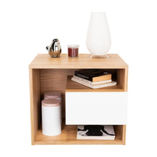 Mesa de Noche Budi, Fresno Europeo y Blancco Duqueza