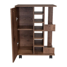 Bar Cart Argus, Nogal, con rodachines