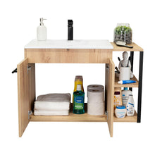 Mueble para Lavamanos Anney, Café Claro, con Dos Puertas y Dos Entrepaños 80 Incluye Lavamanos.