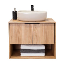 Mueble para Lavamanos Castel, Fresno Europeo, Incluye Lavamanos Corona en Porcelana Sanitaria