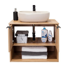 Mueble para Lavamanos Castel, Fresno Europeo, Incluye Lavamanos Corona en Porcelana Sanitaria