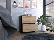 Mesa de Noche Wesley, Wengue y Miel, con Dos Cajones Organizadores