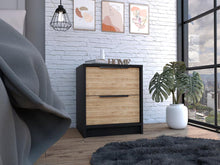 Mesa de Noche Wesley, Wengue y Miel, con Dos Cajones Organizadores