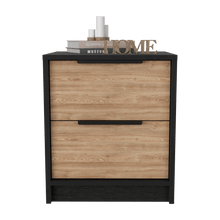 Mesa de Noche Wesley, Wengue y Miel, con Dos Cajones Organizadores