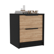 Mesa de Noche Wesley, Wengue y Miel, con Dos Cajones Organizadores