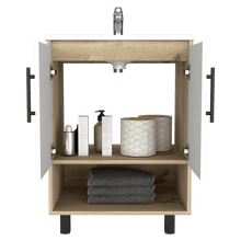 Mueble para Lavamanos Aqua, Café Claro y Blanco Vainilla, con 2 puertas abatibles Incluye Lavamanos