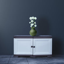 Mueble Organizador Elegance Goya, Blanco Perla y Cocoa, con Dos Puertas Batientes