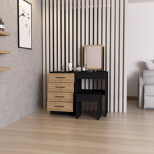 Mueble Multiusos Wesley, Wengue y Miel, con Cuatro Cajones Para Ubicar Maquillaje