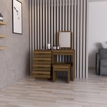Mueble Multiusos Wesley, Cobre y Wengue, con Cuatro Cajones Para Ubicar Maquillaje