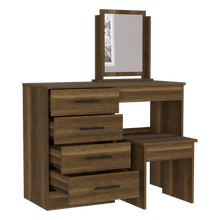 Mueble Multiusos Wesley, Cobre y Wengue, con Cuatro Cajones Para Ubicar Maquillaje