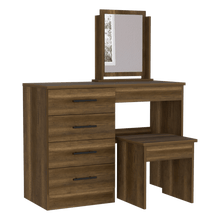 Mueble Multiusos Wesley, Cobre y Wengue, con Cuatro Cajones Para Ubicar Maquillaje