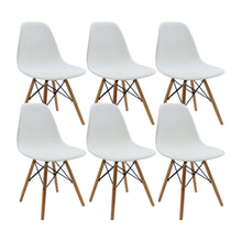 Kit por 6 sillas Eames Patas En Madera para comedor, sala, restaurante - Blancas