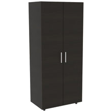 Closet Oporto, Wengue, con 2 Puertas Abatibles y Tubo Cromado Para Colgar Ropa