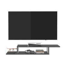 Mesa Para Tv Flotante Dilix, Roble Gris y Blanco, con superficie para objetos decorativos