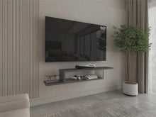 Mesa Para Tv Flotante Dilix, Roble Gris y Blanco, con superficie para objetos decorativos