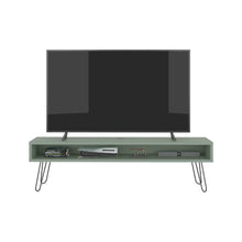 Mesa Para Tv Ralf, Agave, con patas metálicas y espacio de tv hasta 70 pulgadas