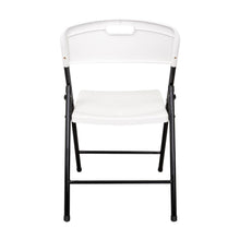 Silla Plegable Dako, Blanco, espaldar y asiento en material plastico y patas metálicas X4