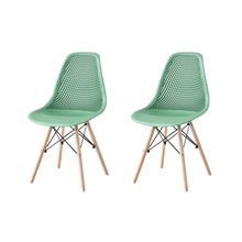 Silla Marcus, Color Verde Oliva, Con espaldar y patas en Madera X2