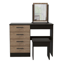 Mueble Multiusos Wesley, Wengue y Miel, con Cuatro Cajones Para Ubicar Maquillaje