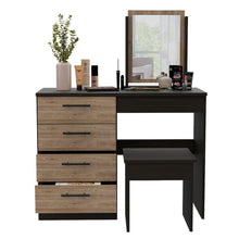 Mueble Multiusos Wesley, Wengue y Miel, con Cuatro Cajones Para Ubicar Maquillaje