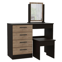 Mueble Multiusos Wesley, Wengue y Miel, con Cuatro Cajones Para Ubicar Maquillaje