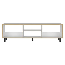 Mueble Multiusos Tunez, Blanco y Café Claro Para Televisor Hasta 70 Pulgadas