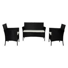 Juego de Sala Exterior Zafiro, Negro y Blanco, con Dos Sillas de Una Plaza y Una Silla de Dos Plazas
