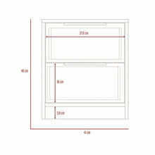 Mesa de Noche Wesley, Miel y Blanco, con Dos Cajones Organizadores X2