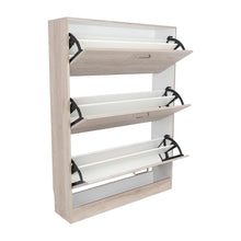 Zapatero Seúl, Humo y Blanco Nevado, con Tres Puertas Abatibles con Manijas Metálicas