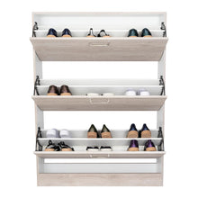 Zapatero Seúl, Humo y Blanco Nevado, con Tres Puertas Abatibles con Manijas Metálicas