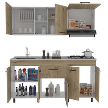 Cocina Integral Mason, Café Claro y Blanco, Incluye Mesón Izquierdo