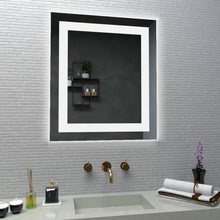 Espejo Rectangular, Gris, con Luz Led y Diseño en Sandblasting