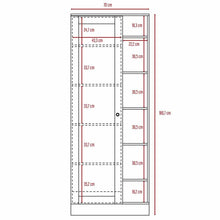 Closet Lara con Espejo, Castaño, con Siete Entrepaños y Gran Capacidad de Almacenamiento