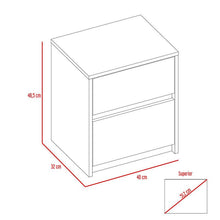 Mesa de Noche Ozzan, Beige y Blanco, con Dos Cajones Deslizables con Apertura Sin Manijas X2