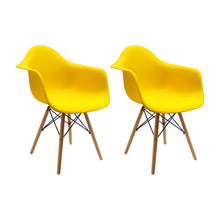 Kit por 2 Silla Eames Con Brazos Patas en Madera - Amarillo