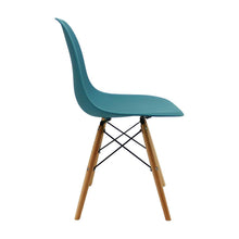 Kit por 4 sillas Eames Patas En Madera para comedor, sala, restaurante - Azul Petroleo