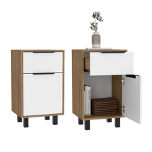 Mesa de Noche Wesley color Blanco y Miel para Habitación.