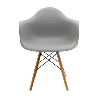 Kit por 2 Silla Eames Con Brazos Patas en Madera - Gris
