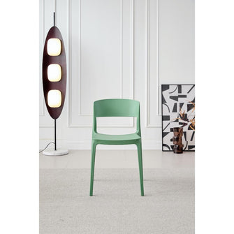 Silla Monaco, Color Verde Oliva, Con espaldar y diseño Moderno X2